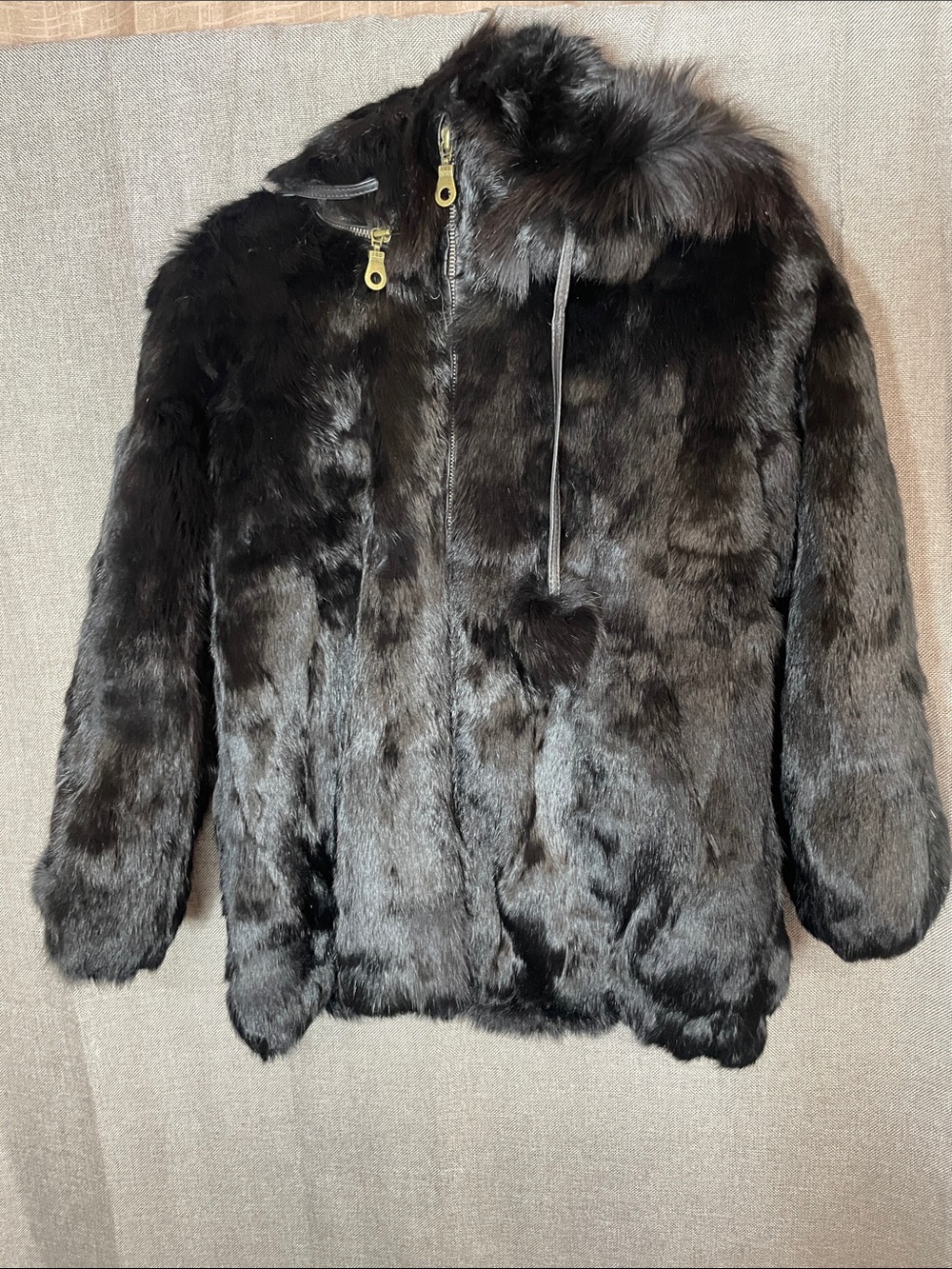 Vintage 80s Fur Hooded Jacket Tanners Avenue Mob Wife Winter Grunge Bomber